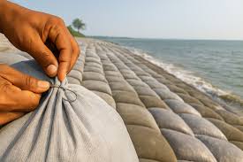 নদী ভাঙন রোধে প্লাস্টিক ব্যাগে