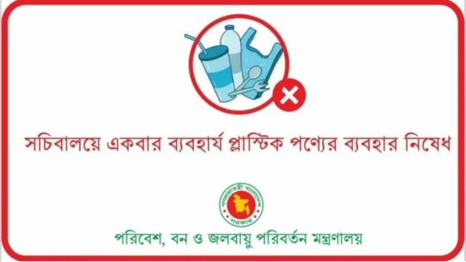 দেশের সব সরকারি ও আধা-সরকারি দপ্তরে এককালীন ওয়ান-টাইম প্লাস্টিক ব্যবহারে সম্পূর্ণ নিষেধাজ্ঞা জারি পরিবেশ মন্ত্রণালয়ের